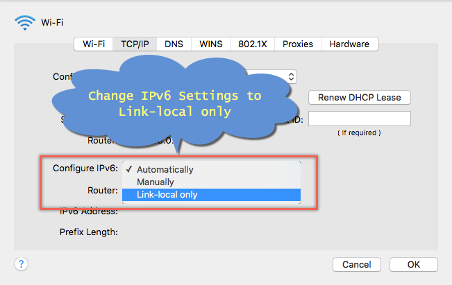 Cambiar la configuraciÃ³n de IPv6 en Mac