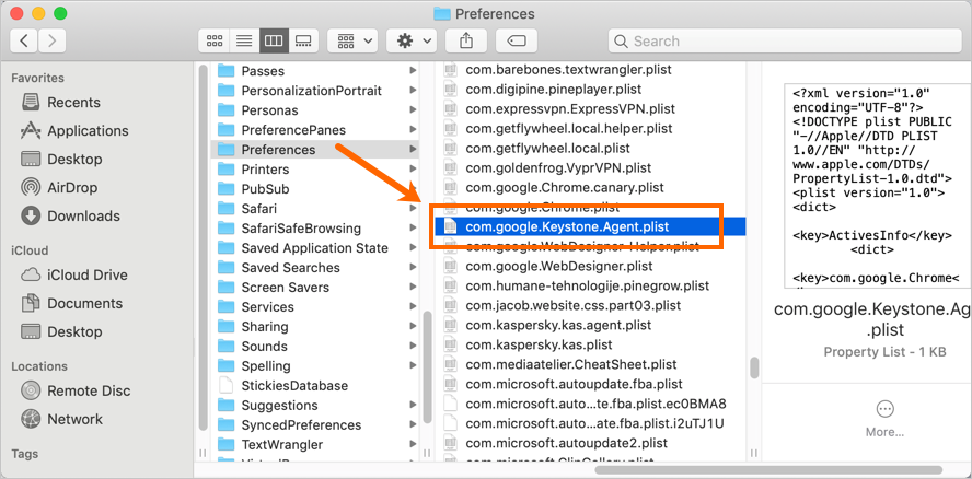 Editar el archivo de lista de Chrome en Mac