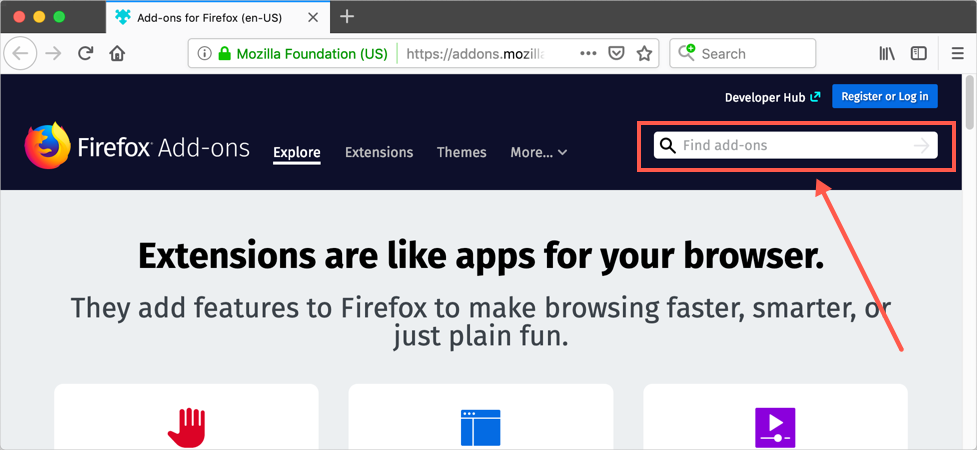 Buscar e instalar complementos en Firefox
