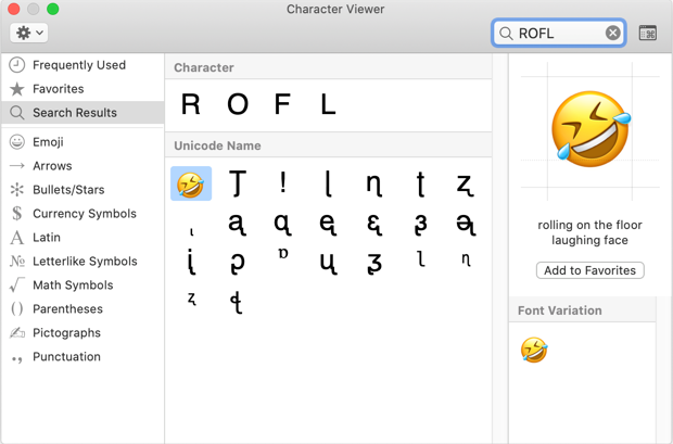 Escriba ROFL Emoji en Mac