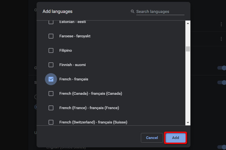 Chrome Seleccione un idioma