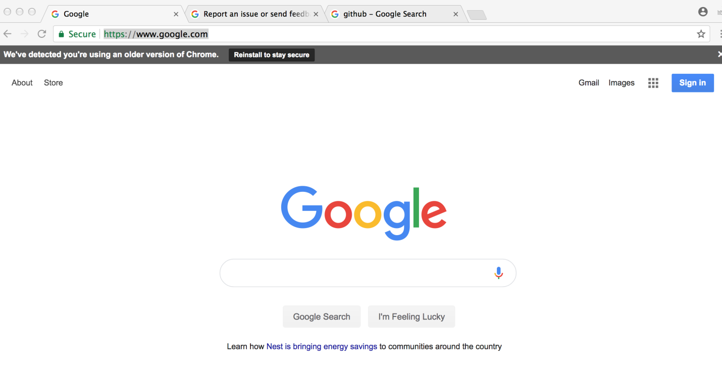 Navegador Google Chrome en MacOS con google.com