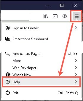 Seleccione la opción de ayuda en Firefox