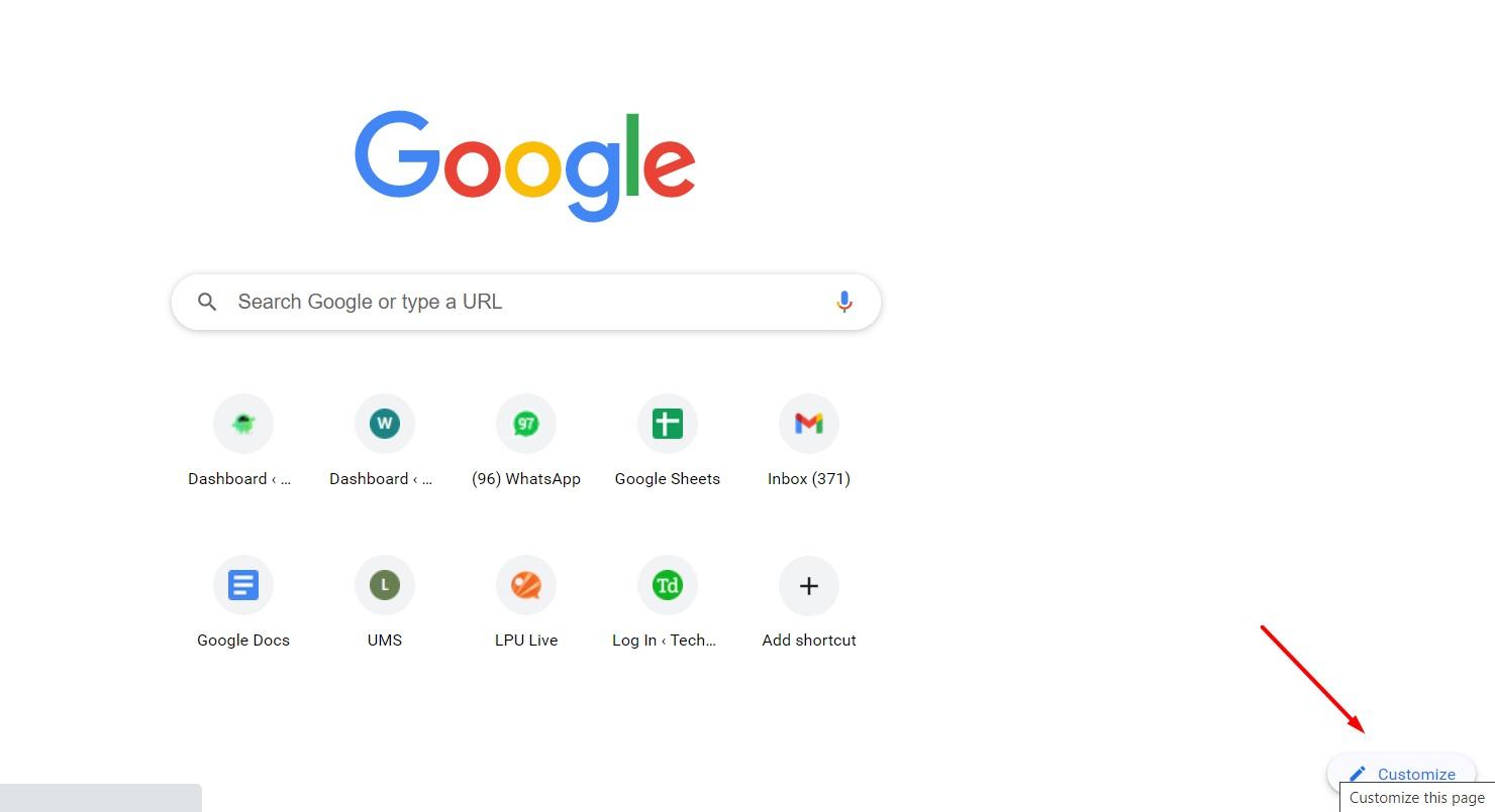 Enlace personalizado de la página de inicio del motor de búsqueda de Google