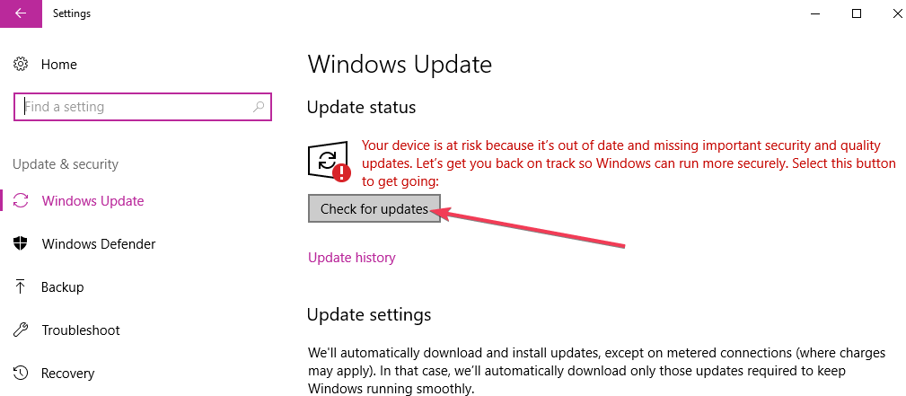 buscar actualizaciones de windows 10