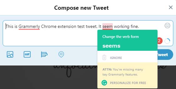 Grammarly para Chrome - extensión