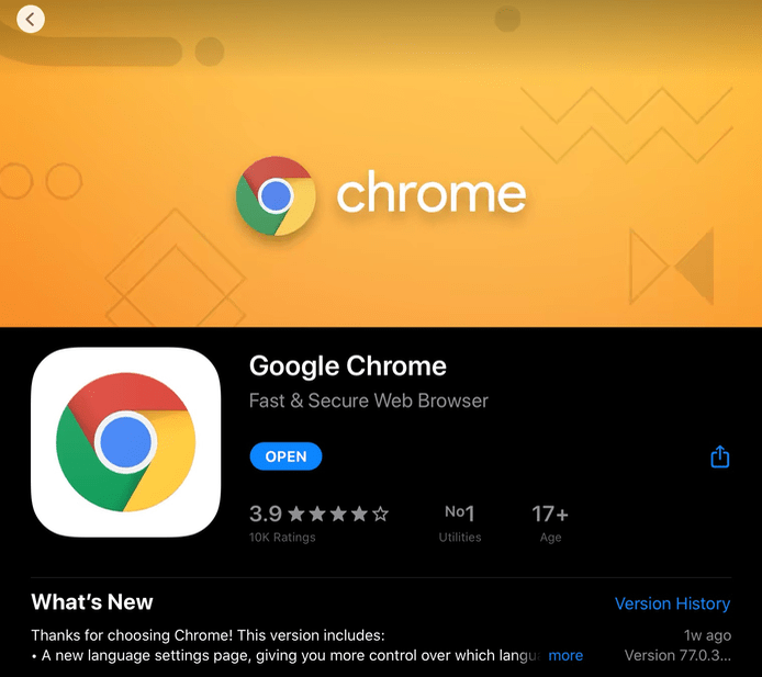 Descarga de Google Chrome para iPadOS