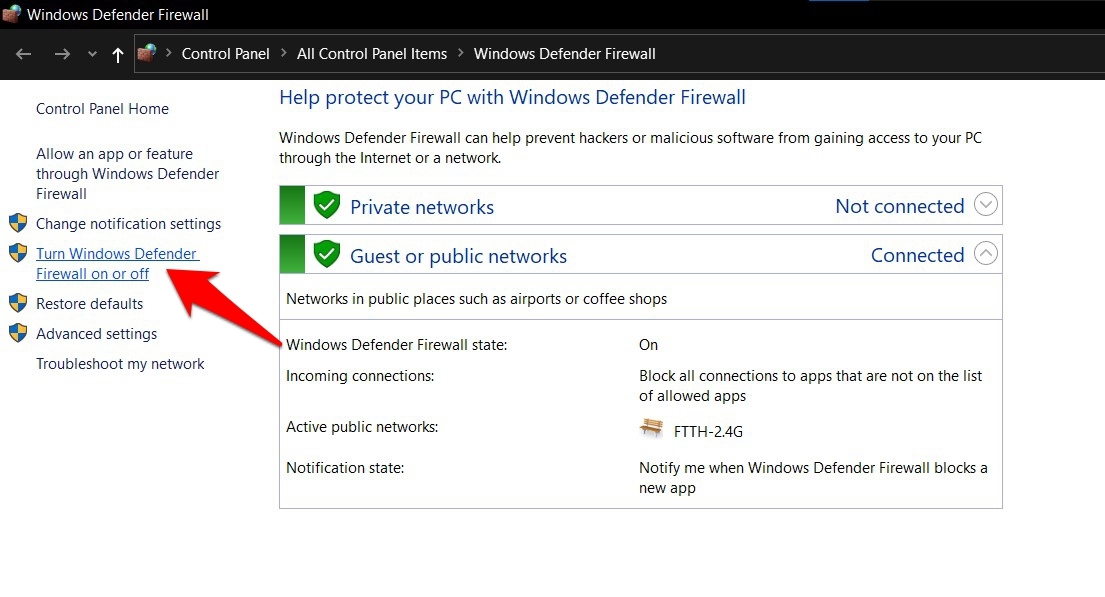 Configuraci贸n de opciones de Windows Defender en el sistema operativo Windows