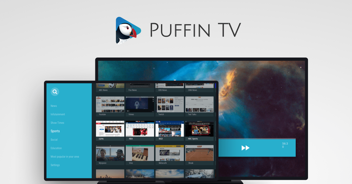 Navegador web de Puffin TV