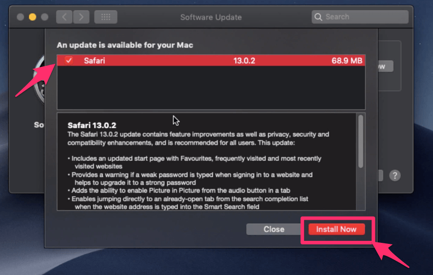 La actualización de Safari está disponible para tu Mac