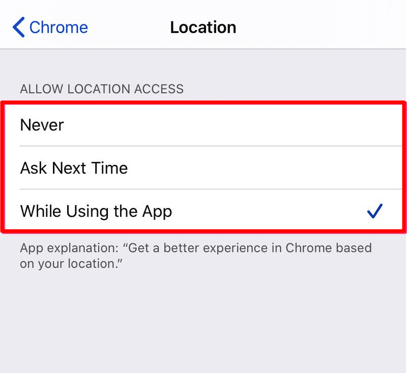 Permitir el acceso a la ubicaci贸n en Chrome iOS iPhone