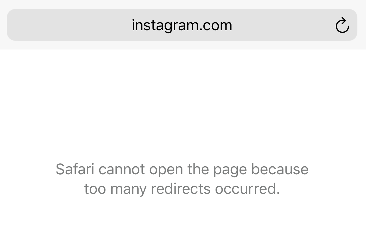 Safari no puede abrir la página porque se produjeron demasiados redireccionamientos