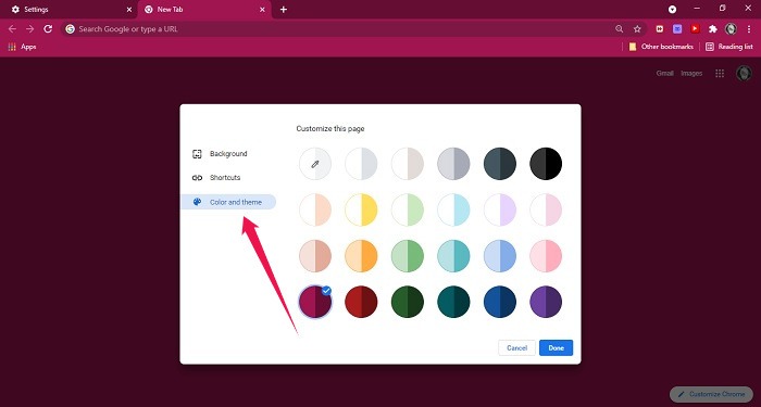 Cómo cambiar los temas de colores de fondo de Google