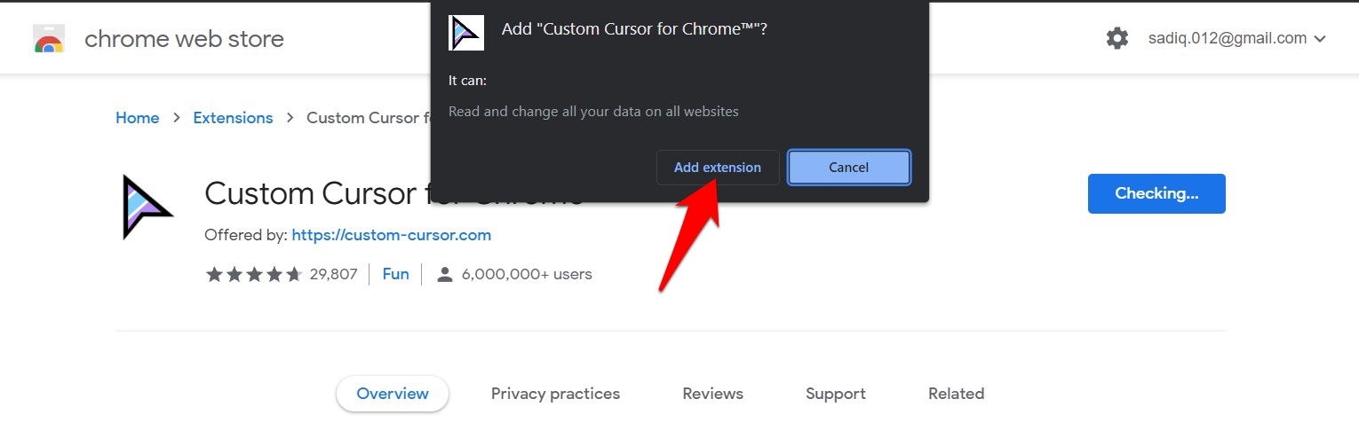 Agregar Cursor personalizado para la extensión de Chrome en el navegador