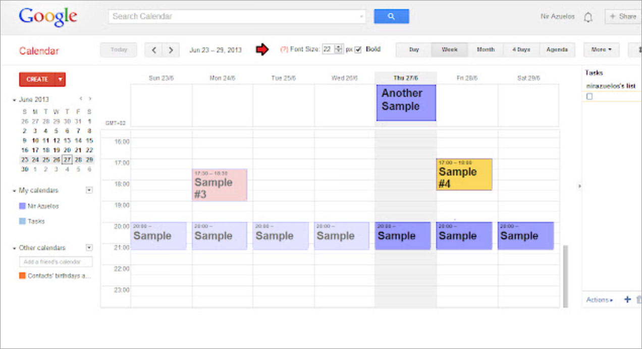 Calendario de Google con fuentes legibles