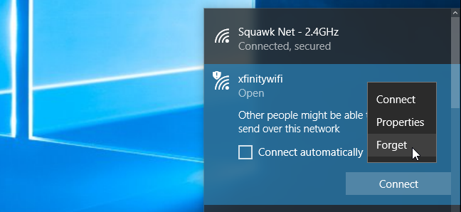 Olvidar una red Wi-Fi guardada en Windows 10