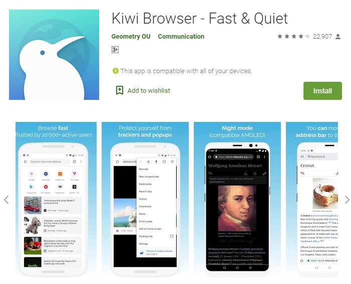 El mejor navegador para Android TV: navegador Kiwi
