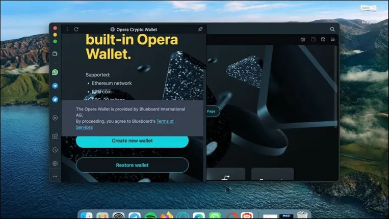 Navegador Opera Crypto Web 3 en Mac