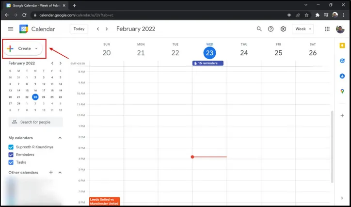 Crear recordatorios de Google Calendar en Chrome