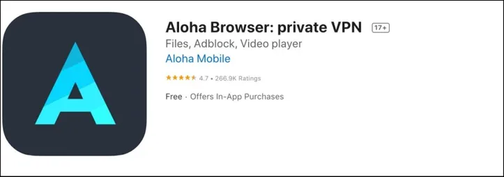 Aloha VPN Navegador iOS