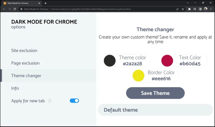 Extensión de modo oscuro para Chrome