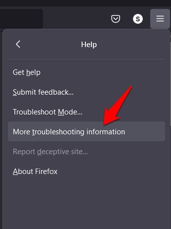 Mozilla Firefox MenÃº MÃ¡s informaciÃ³n para la soluciÃ³n de problemas en la Ayuda de Firefox