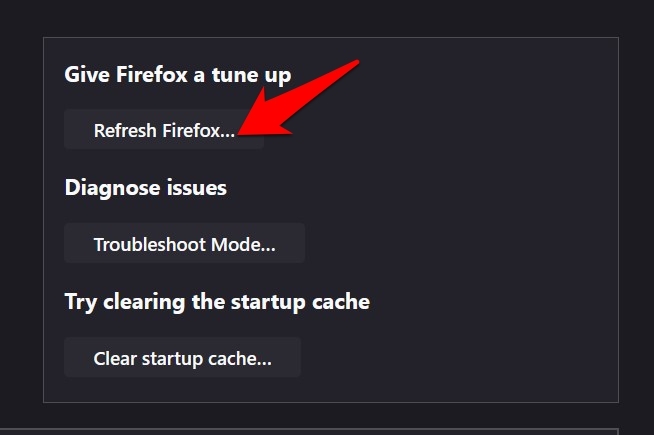 BotÃ³n Actualizar Firefox para restablecer el navegador