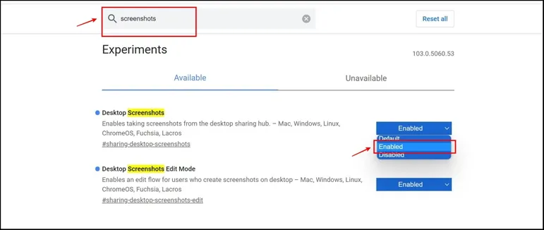 Habilitar la herramienta de edición de capturas de pantalla de Chrome