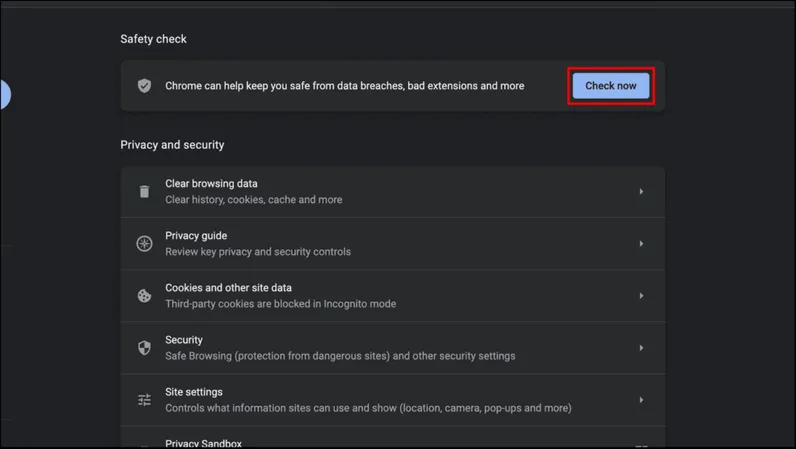 Ejecute Chrome Safety Check para detectar extensiones maliciosas