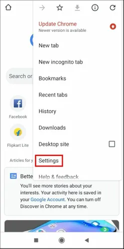 Comprobar la versión del navegador Chrome en dispositivos móviles