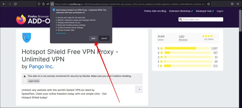 Proxy VPN gratuito de Hotspot Shield